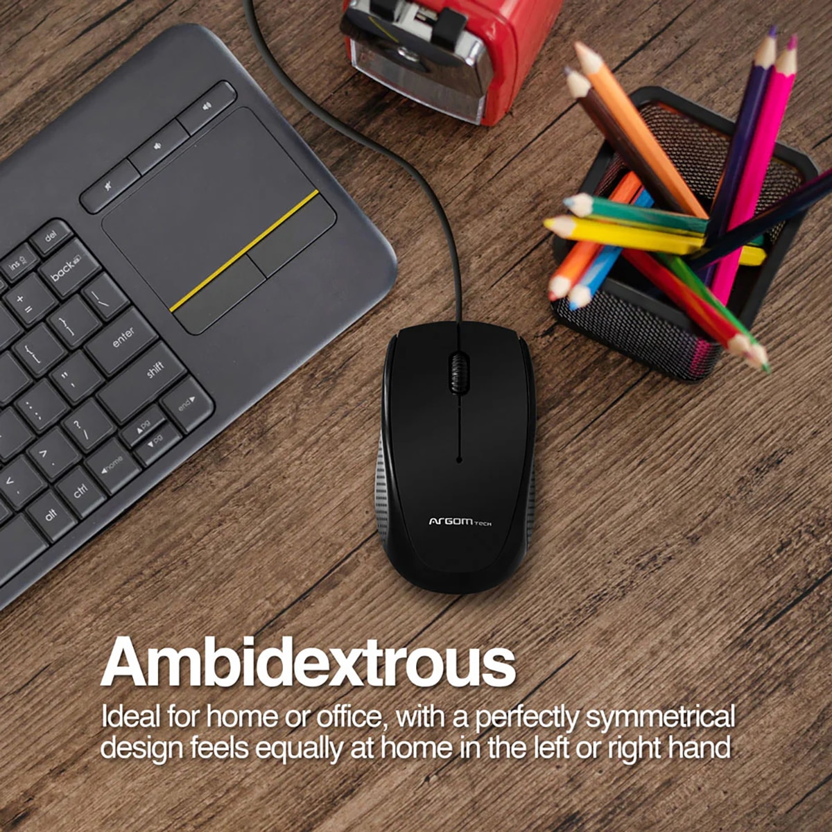 Mouse Óptico Argomtech 3D MS14 800DPI USB Negro